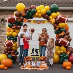Football Party Decorations with Ruby red Green Brown Balloon Garland Arch & B…