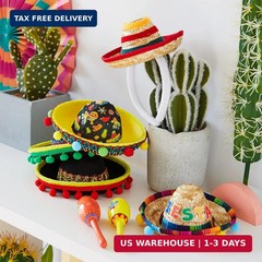JOYIN 6 PCS Cinco De Mayo Fiesta Fabric and Straw Sombrero Hat Party Costume for