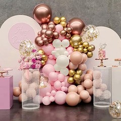 Rose Gold Balloon Arch Kit, 147Pcs Metallic Gold White Pastel Nude Pink and R…