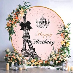 AWERT Polyester Diameter 7.5ft Eiffel Tower Round Backdrop Decoration Pros