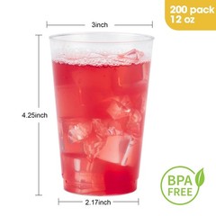 Goodluck 200PCS 12oz Clear Plastic Cups for Party, Disposable Clear Plastic C…