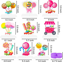 Candyland Party Table Decorations 9Pcs Candyland Lollipop Table Honeycomb Center