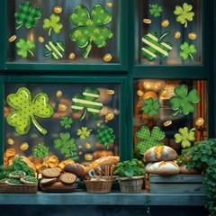 18 Sheets Valentines Window Cling Set St. Patrick’s Easter 4th of July 204 Pcs W