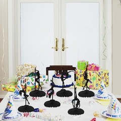 6 PCS Pole Dance Honeycomb Table Centerpiece Black Glitter for Bachelorette