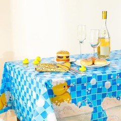 3 Pcs Plastic Yellow Duck Tablecloth Disposable Cute Bubble Rubber Blue Duck