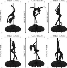 6 PCS Pole Dance Honeycomb Table Centerpiece Black Glitter for Bachelorette
