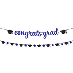 Glitter Congrats Grad Banner – 10 Feet, Pre-Strung | Grad Garland Class of 2026