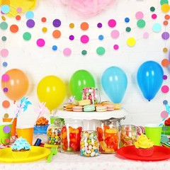 Outus 5 Pieces Colorful Circle Garland Banner Hanging Paper 65.6 ft, Rainbow
