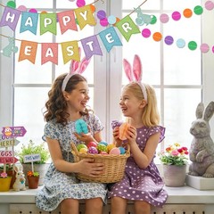 AhfuLife Easter Decorations Set, Happy Bunny Decoration Set