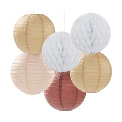 Boho Baby-Shower Party-Decorations Streamers-Lanterns – 14pcs White Brown Cha…