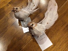 2 Gisela Graham Grey Feathered Birds – Clip On For Tree. New