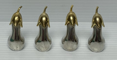 Set of 4 Silver & Gold Plated Eggplant Place Name Card Holder Table Decor