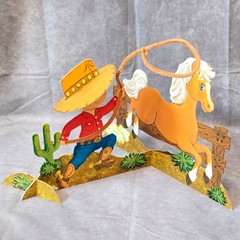 Freckles Cowboy Horse Centerpiece Hallmark Cardboard 3D Vintage Party