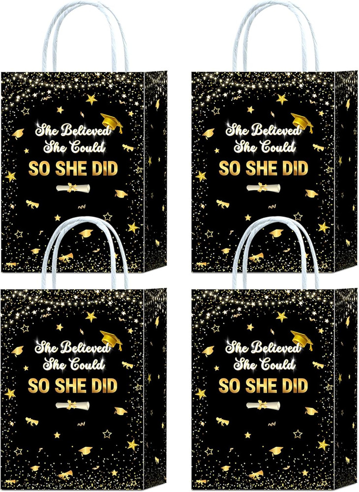 16 Pieces She Believed She Could so She Did Graduation Goodie Bags,White and Gol