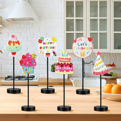 6 Pcs Birthday Table Decor, Happy Birthday Table Decorations with Double-Sided P