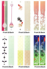 SET of 6 Pieces Japanese Wind Chime Tanzaku Paper Wind Catcher Stripe Made Japan