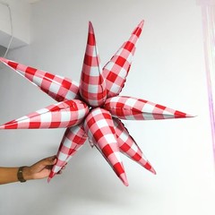 32 Inch Red White Gingham Star Burst Balloons, Red Plaid Checkered Explosion …