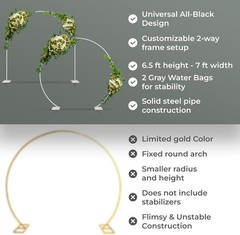 Convertible 6.5 FT Round Backdrop Stand – Heavy Duty Balloon Arch Stand with 2 W