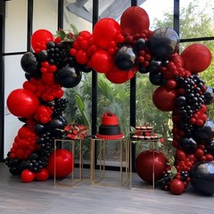 Black Red Balloon Garland Double Stuffed Burgundy Black Balloons Maroon Ruby …