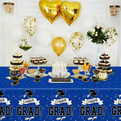 2 PCS Graduation Decorations 2026, 108″ X 54″ Blue Graduation Tablecloth, Dispos