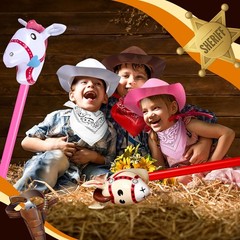 36 Pcs Cowboy Party Costume Set, Cowboy Hats Paisley Bandanas Inflatable Stic…
