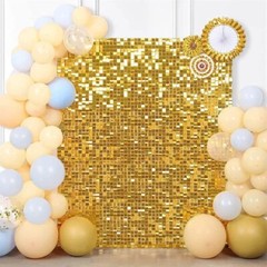Champagne Gold Shimmer Wall Panels 10 Pcs Wall Backdrop Square Sequins