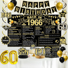 60Th Birthday Decorations, Black Gold 60Th Birthday Decorations for Men, Back in