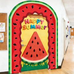 Summer Watermelon Door Cover Watermelon Arch Hanging Banner Summer Themed Backdr