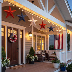 18 Pcs 12» 3D Large Patriotic Paper Stars Hanging Decorations 4Th of July Red W