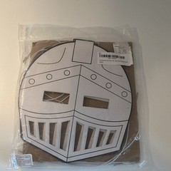 White Knight Helmet Paper Mask with String, Adults 18+, Party Costume Face Mask