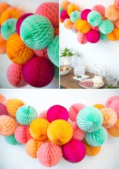 10 Assorted Color 8 inch HoneyComb Tissue Paper Balls Pom Poms Wedding Decor USA