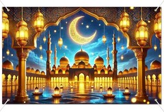 Eid Decorations Banner Ramadan Decorations 71×43 Inch Backdrop Crescent Moon …