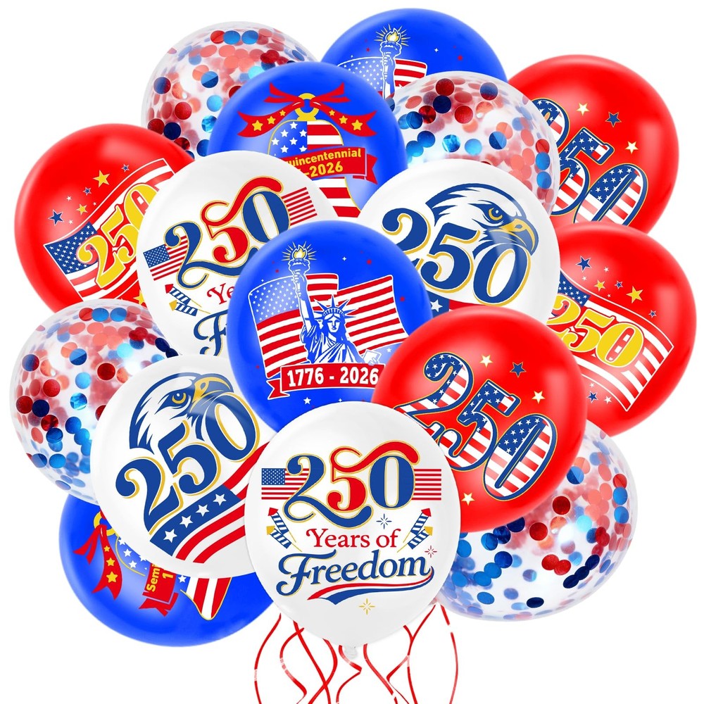 32Pcs 250th Anniversary Party Balloons 4th of July Decorations 2026, Blue Red…