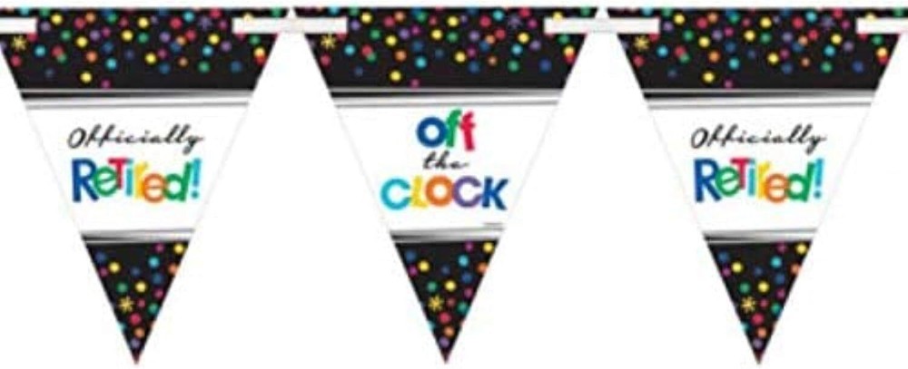 Officially Retired Work Office Retirement Party Decoration Pennant Banner