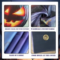 Halloween Decorations Horror Moon Night Pumpkins Bats Door Cover Banner 71X29.5″