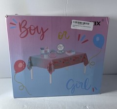 Jubi Gender Reveal Paper Dinnerware Set for 30 Guest 211 Pieces Pack