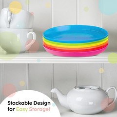 PLASKIDY Kids Plates Set of 12 – Small, Blue Red Green yellow Pink Orange