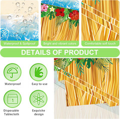 2 Pcs Hawaiian Table Cloths Luau Grass Skirt Tablecloths Tropical Hawaiian Party