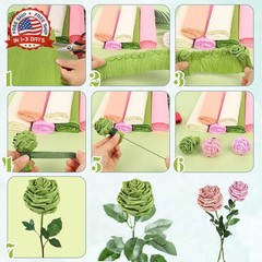 KIMOBER 6 Colors Crepe Paper Rolls,10×98 Inch Crepe Paper Sheets with 50 Pcs Flo