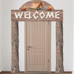 3 Pcs Camping Themed Party Decorations Banner Welcome Porch Sign with 1 Double S