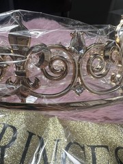 Retrowavy 4 Piece Home Coming Prince,princess Tiara Shiny Satin Role (gold)