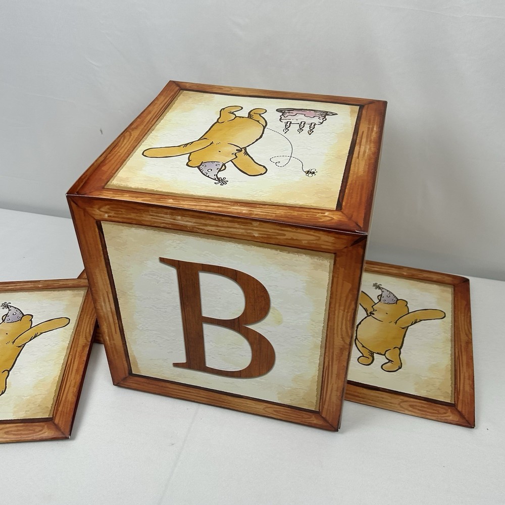 Winnie the Pooh Baby Shower Block Boxes – 4pc BABY Letter Stacking Decor Blocks