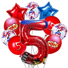 Cartoon Hero 40 Inch Red and Blue Spider Theme Number Foil Birthday Decoratio…