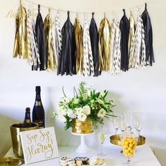 NICROLANDEE Black Gold Graduation Party 13.5 inches, and
