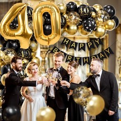 115pcs 40th Birthday Balloon Arch with Black Gold Balloon Garland happy Birthday