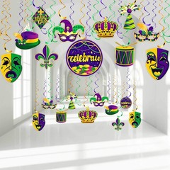 30 Pieces Mardi Gras Decorations Party Supplies Mardi Gras Tinsel Garland Hangin