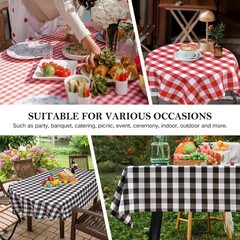 Wolkemer Farmhouse Oval Checkered Tablecloth 60×120 Black White Gingham