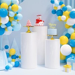 3Pcs Cylinder Pedestal Display Pedestals Cake Stand Festival Multipurpose Table