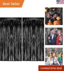 3.28 ft x 6.56 ft Black Foil Fringe Curtain Set for Stunning Party Backdrops