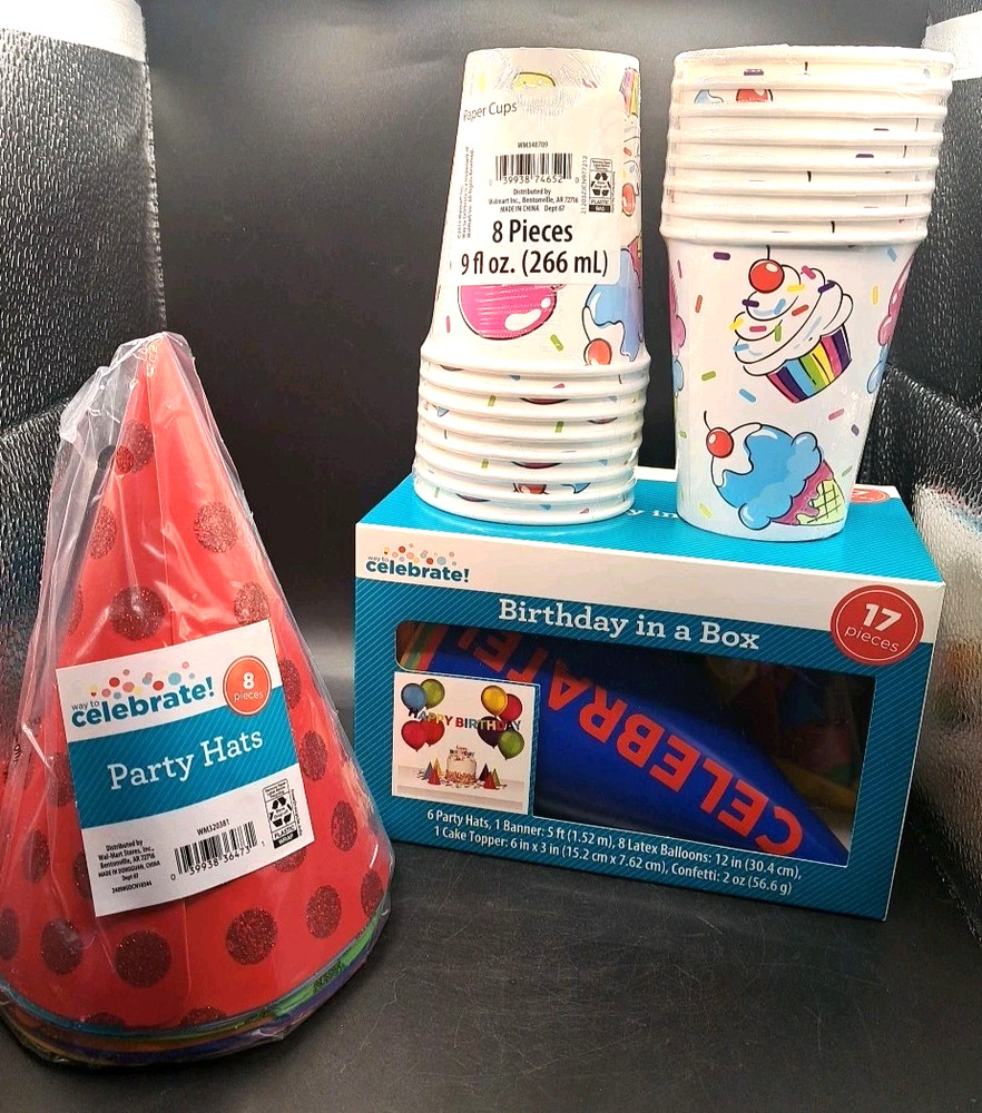 Birthday Party Decoration Bundle – All-in-One Sealed Kit: Banner, Balloons, Hats